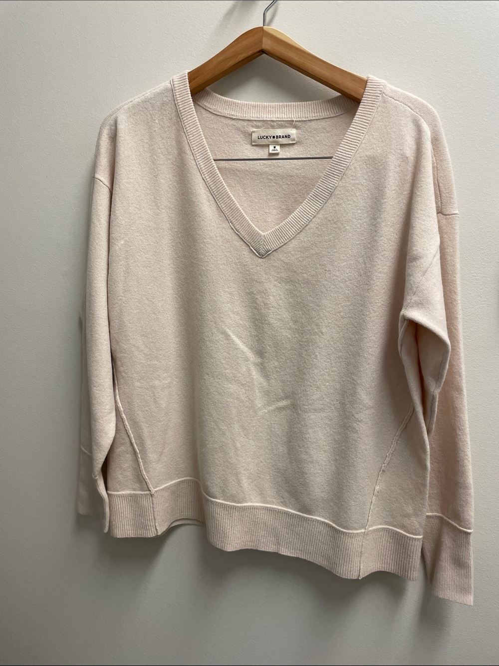 Lucky Brand Pale Cream V-Neck Pullover